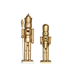 25cm/38cm Christmas Nutcracker Wooden Soldier Golden King Drummer Creative Craft Festival Gift Desktop Ornament Home Decoration