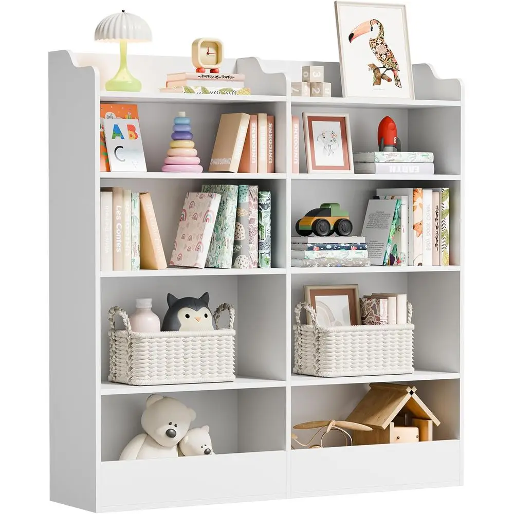 رف كتب للأطفال مكون من 5 طبقات مع مساحة تخزين مكعبة لغرفة اللعب وغرفة المعيشة والحضانة (أبيض) #1