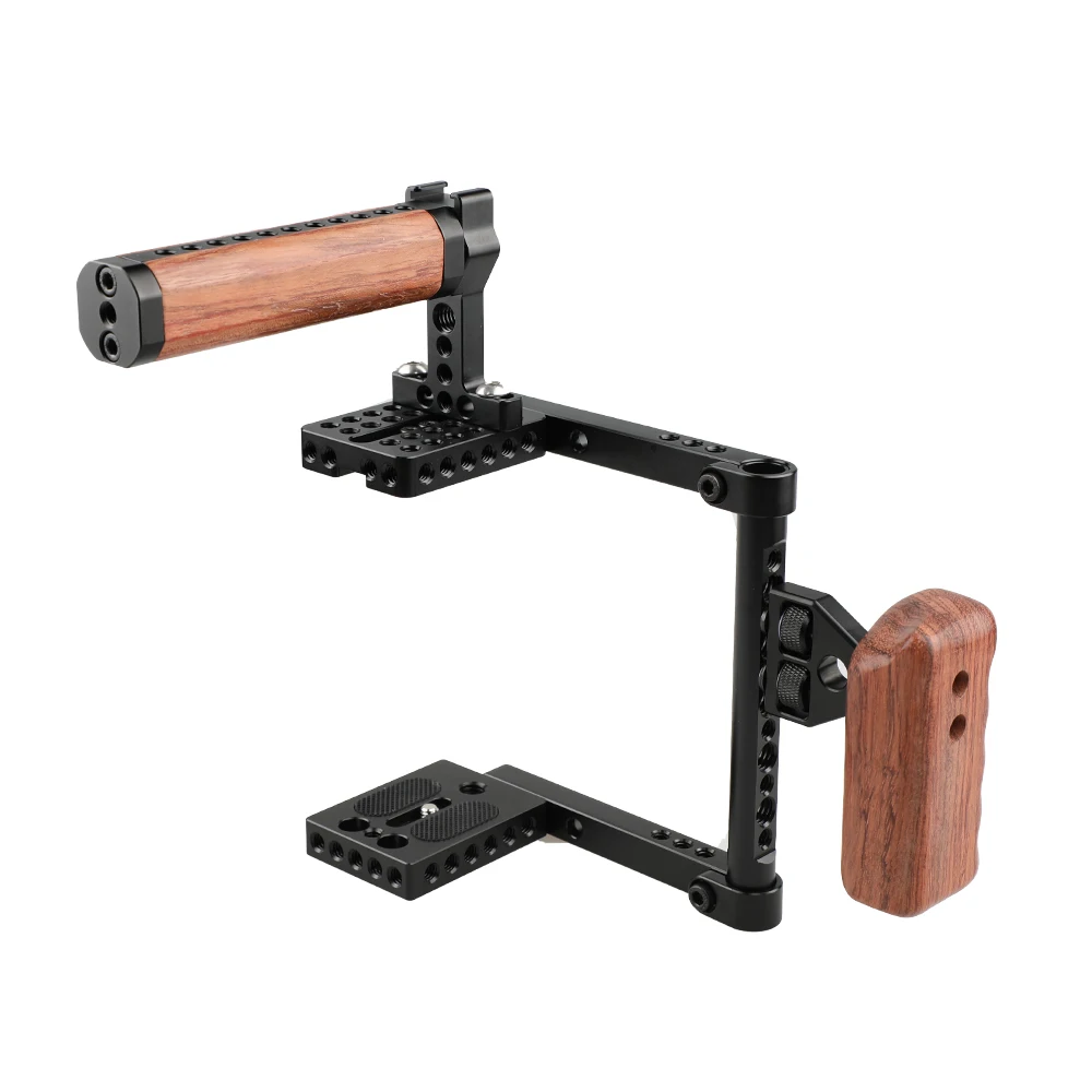 

SZRIG DSLR Video Camera Cage Stabilizer Rig with Top Handgrip & Wooden Handle(right) for DIY Photography accessories