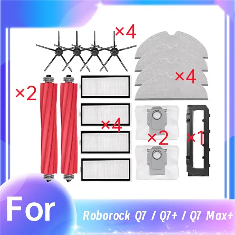 

For Roborock Q7 / Q7+ / Q7 Max+ Sweeping Robot Main Side Brush Mop Filter Dust Bag Main Brush Cover Set-A00E