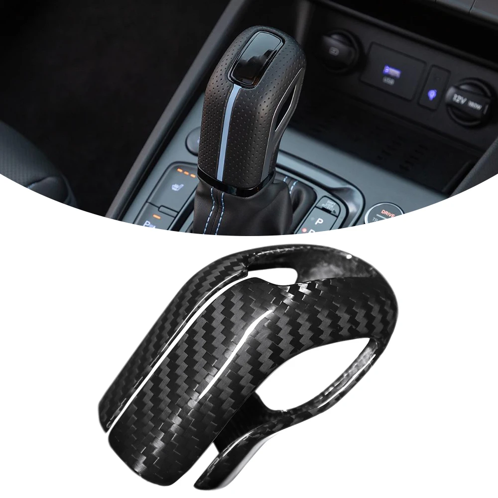 

For Hyundai Kona N N Line 2021 2022 2023 Real Carbon Fiber Car Central Console Gear Shift Head Knob Cover Trim Car Accessories