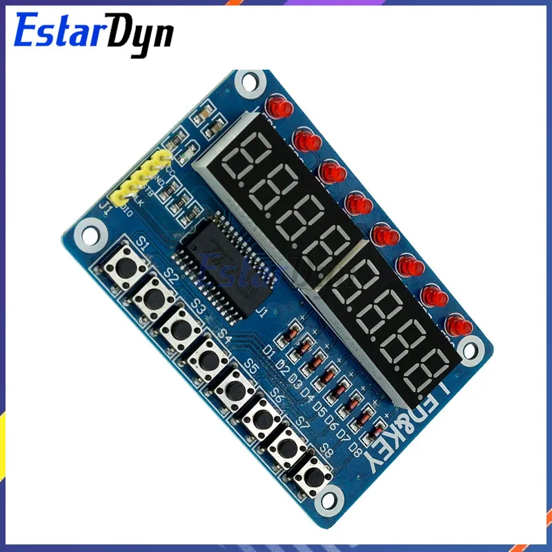 Tampilan Kunci Modul Estardyn TM1638 untuk AVR Arduino Tabung LED Digital 8-Bit Baru 8-Bit