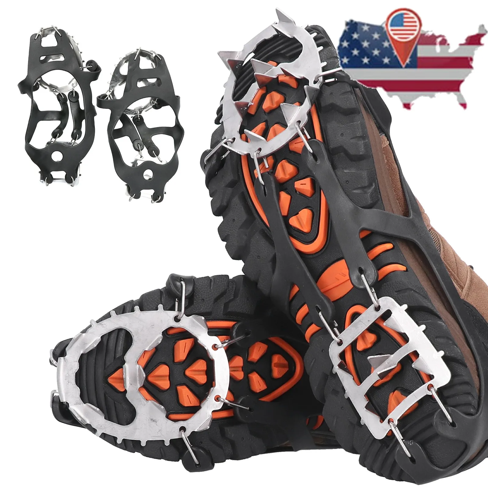 18 Teeth Crampons Fishing Snow Shoe Spiked Grips Cleats AntiSlip 1 Pair