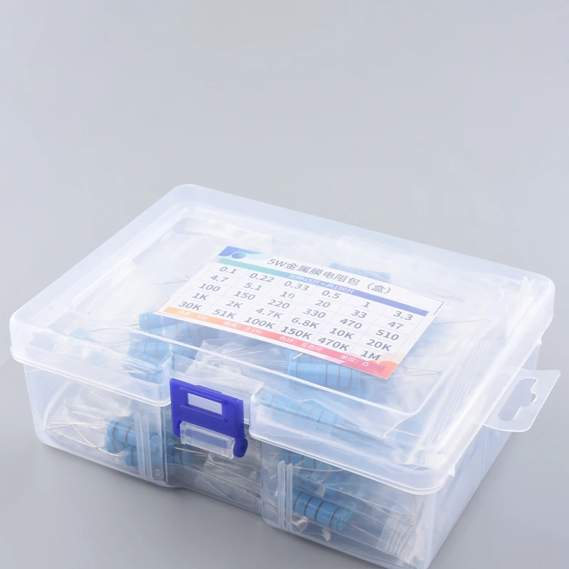 150 шт., набор резисторов 1%, сопротивление 5 Вт, комплект металлопленочных резисторов, 10 Ом ~ 1 м, 30 значений, комплект электронных компонентов