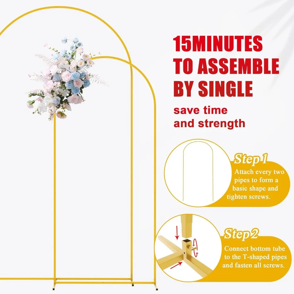 Imagem -03 - Casamento Arco Metal Backdrop Stand Gold Stand Conjunto de Pés 6ft