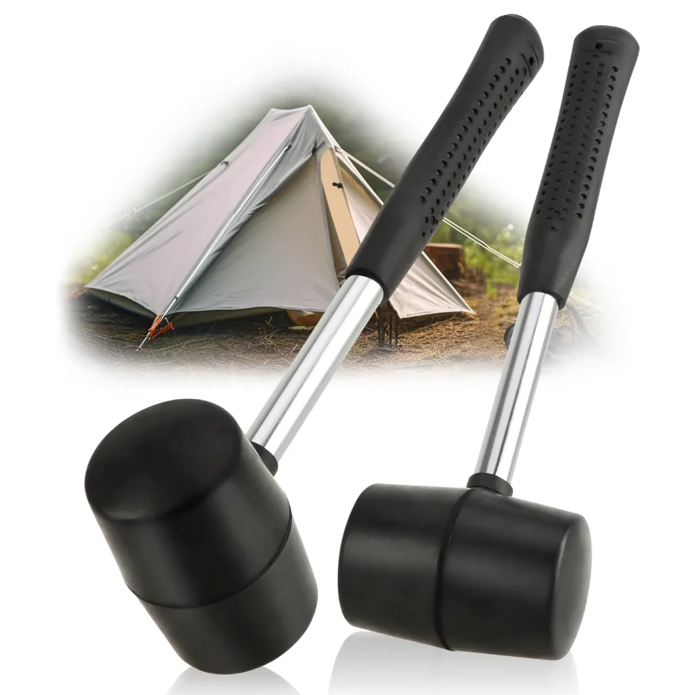 2 martillos de goma - Accesorios para acampar, tiendas de campaña y actividades al aire libre - Mango estable antideslizante - Martillo de camping, martillo de cara blanda para manualidades DIY
