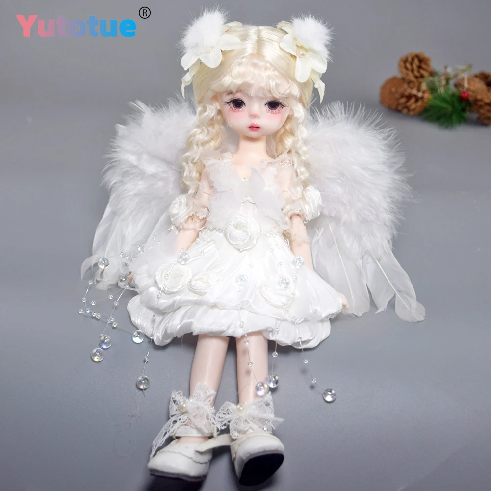 YUTOTUE 11 inch Height Girl Doll Handpainted Makeup Face Wigs Dress Shoes Full Set Toy Gift Lifelike