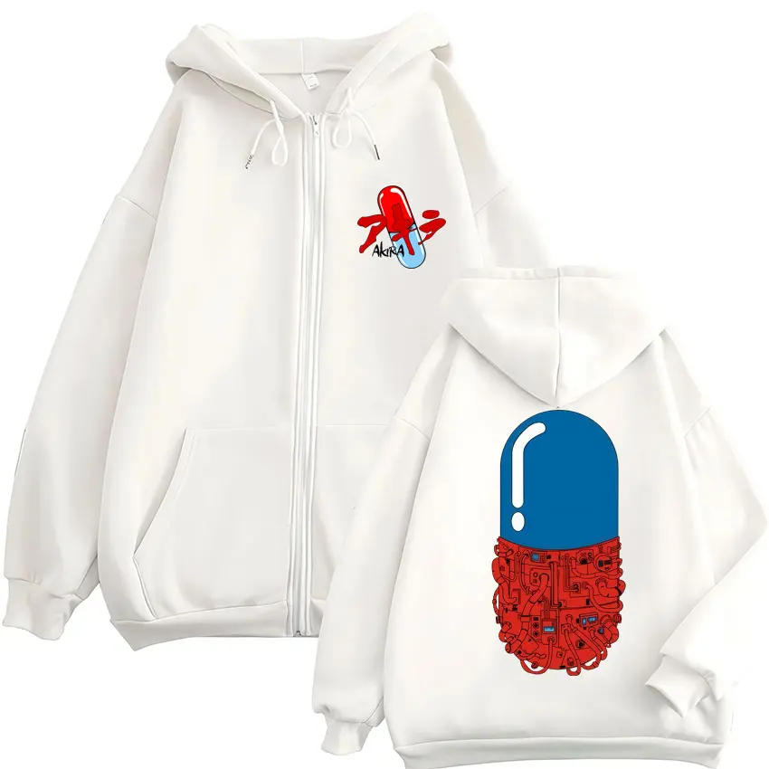 Japanese Anime Akira 90S Zip Up Hoodies Science Fiction Movie Shotaro Kaneda Tracksuit Fleece Oversized Jackets Streetwear Male
