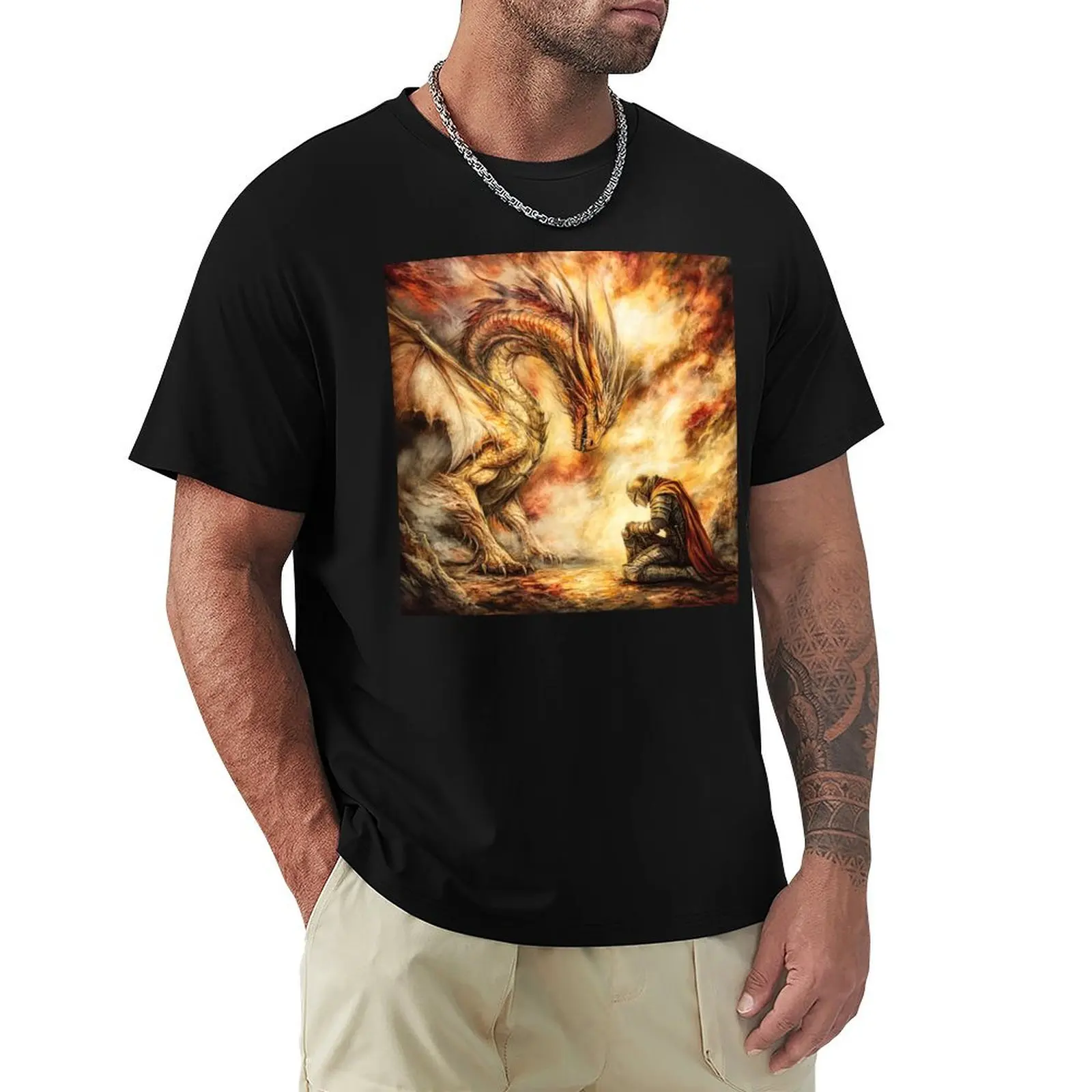 

Dragon and Knight - Devotion T-Shirt Simple Casual Short Sleeve Tee