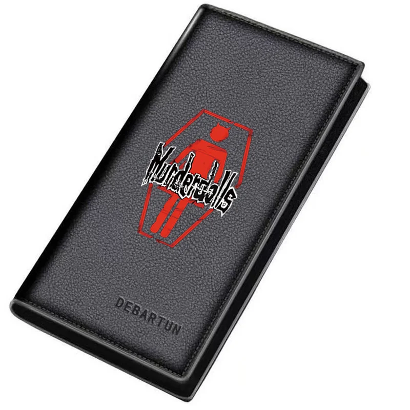Devil figure inside coffin logo Men's Long Wallets Business Stylish Printing Design Casual Use Christmas Valentine's Father's Da