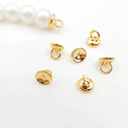 10 Pcs 4.5/6MM Brass Beads Caps Tips Double Hole Pearl Bracelet Ends Connector With Loop End Caps Jewelry Making Accessories