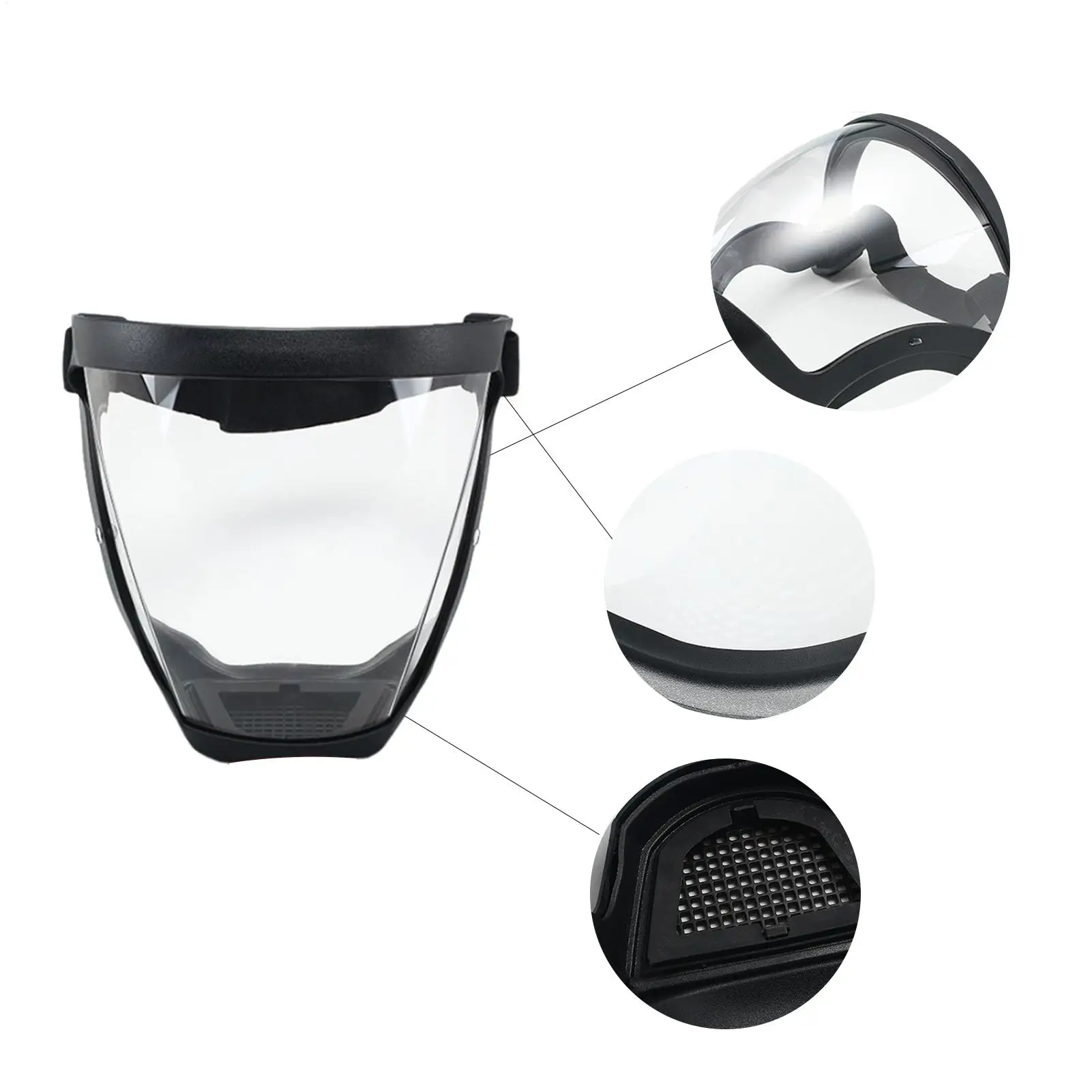 Anti-Fog Full Face Shield With Filters Kitchen Oil-Splash Face Mask Work Protection Mask with Adjustable Band for Work Grass