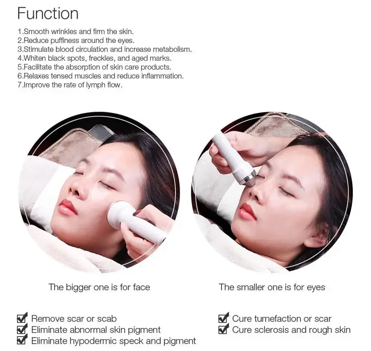 Two in one probe ultrasonic facial and body skin massager