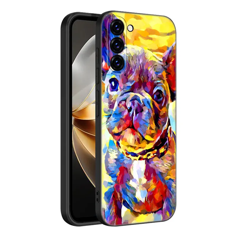 French Bulldog dog animal Black Silicone Phone Case For Samsung Galaxy S23 S21 S20 FE S24 S22 Ultra S10E S10 S9 S8 Plus