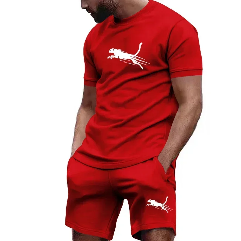 Conjunto de t-shirt e shorts de manga curta respirável masculino, roupas esportivas de jogging fitness, hip hop, casual, verão, venda quente, 2 peças