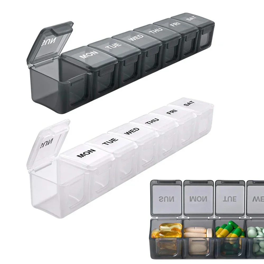 7 Days Weekly Pillbox Tablet Holder Medicine Storage Case Drug Container Pill Organizer Weekly Capsule Travel Pill Box Organizer