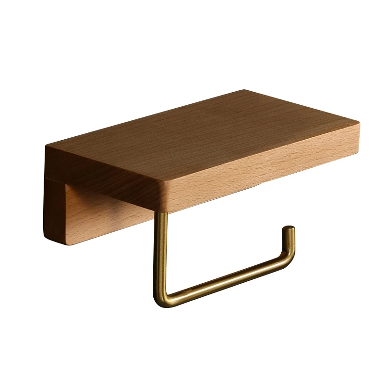 Porte-serviettes en bois, étagère de rangement, salon, bois massif, essuie-tout non-kie, boîte à mouchoirs murale T1, distributeur de toilettes