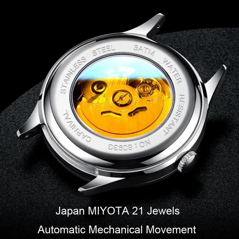 Iw carnaval masculino relógios de pulso mecânicos movimento automático espelho de safira ultra-fino simples impermeabilização relógio de luxo para homem