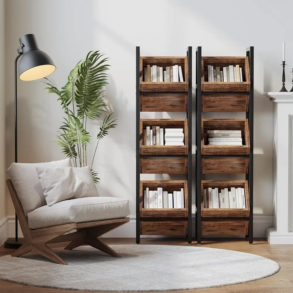 Rustic 3-Tier Wooden Floor Stand Organizer, Storage Rack for Kitchen, Bathroom, Living Room (Rustic Brown)