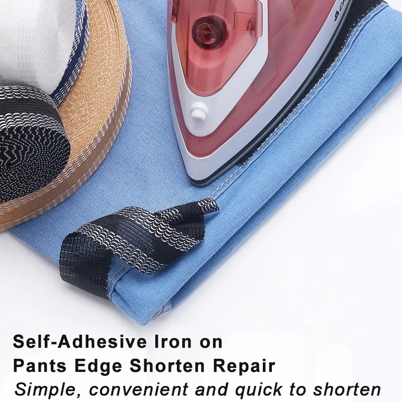 3/5/8M Pants Legs Edge Shortening Tape Self-Adhesive Pants Edge Shorten Repair Paste Hemming Iron On Jean for DIY Sewing Fabric