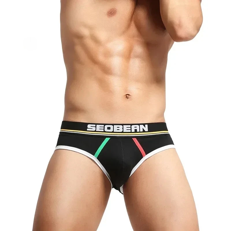 Men's Sexy Bulge Brief Cotton Breathable Comfortable Sweat Absorption Sports Underwear Youth Low Waist U Convex Pouch Underpants
