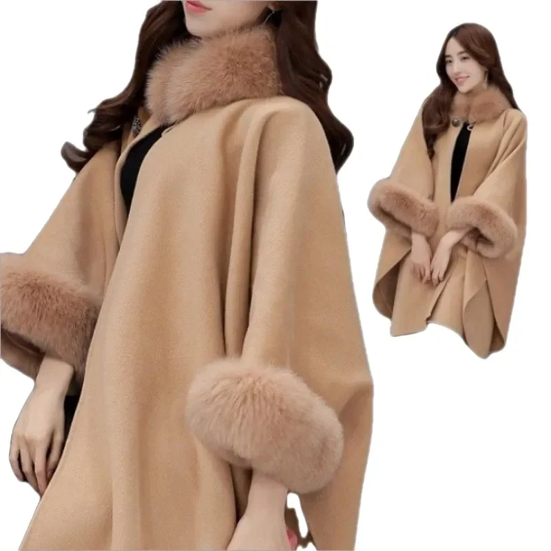 Temperament New Style Woolen Coat Women's Autumn/Winter Mid length Thickened Foreign Style Woolen Coat Large Collar