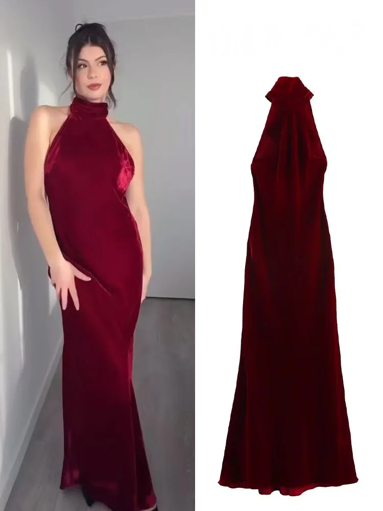 HH Women Fashion Dress Solid Sleeveless Backless Bow Decoration Zipper Female Summer Elegant Slim Long Dresses 2 Color