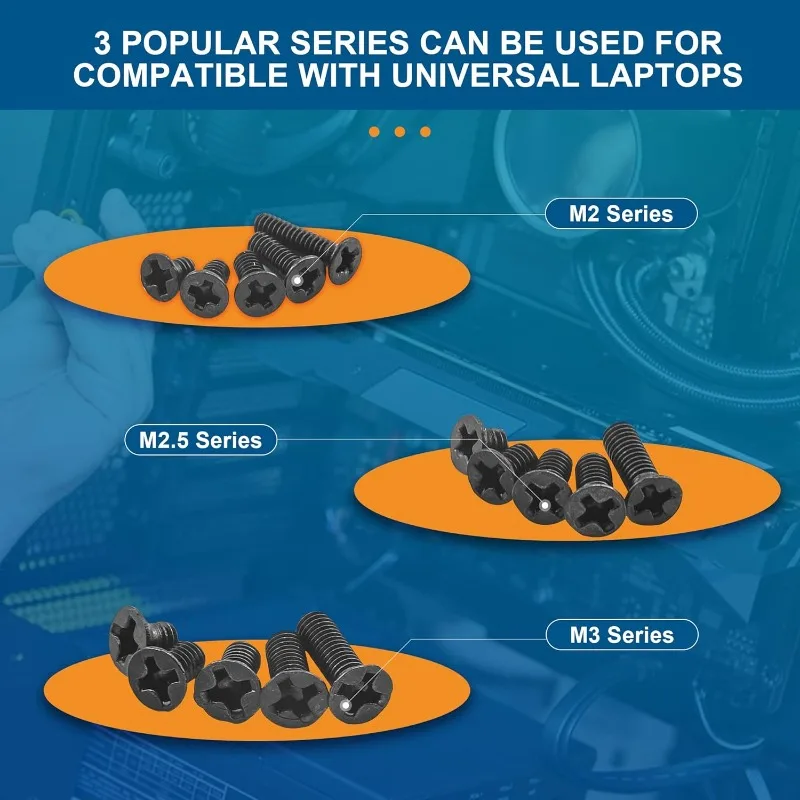 450개 카운터싱크 플랫 헤드 필립스 미니 블랙 크로스 KM 나사 노트북 컴퓨터 나사 액세서리 키트 M2 M2.5 M3