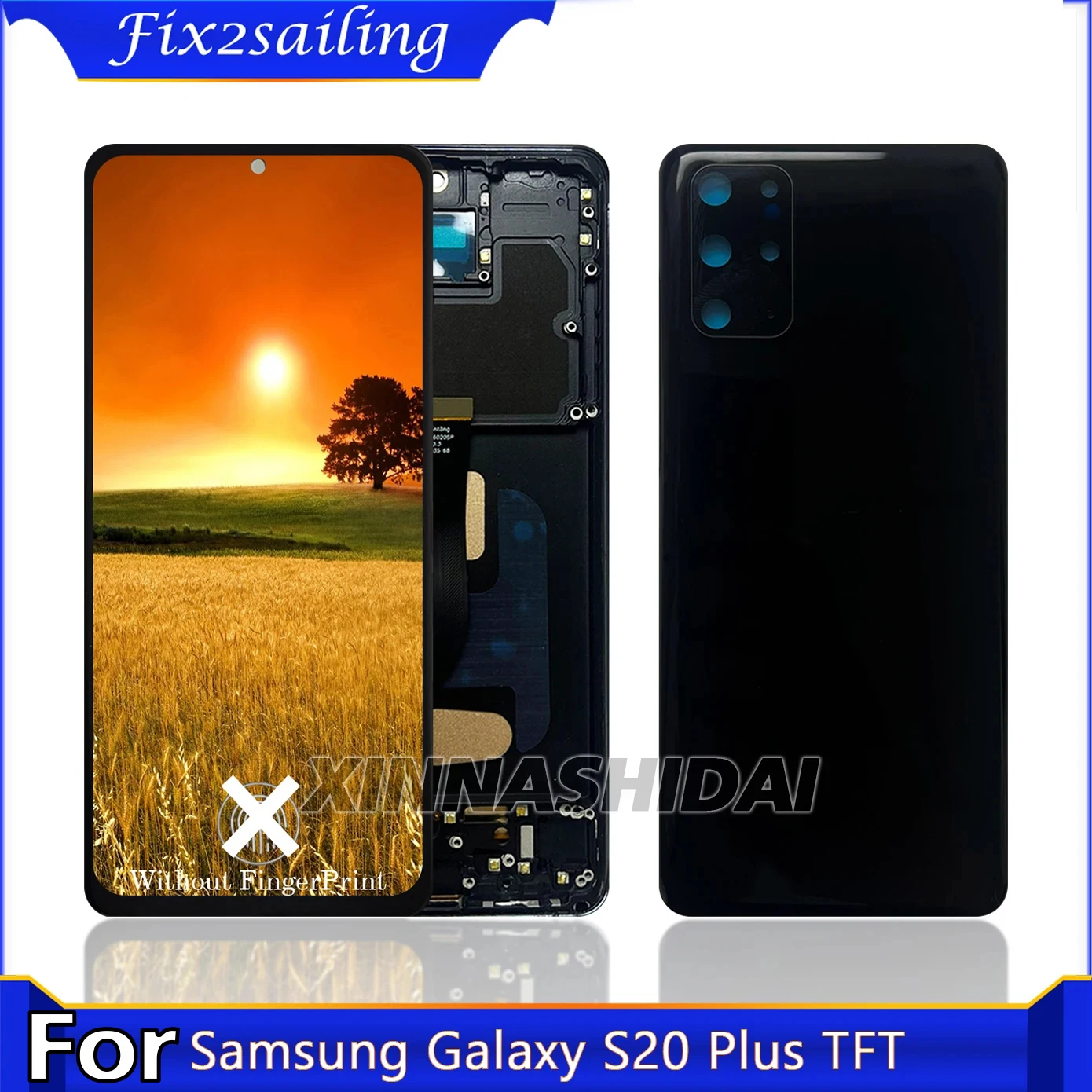 TFT For Samsung S20 Plus LCD Display Touch Screen and Battery Cover Digitizer Assembly Replacment With Frame