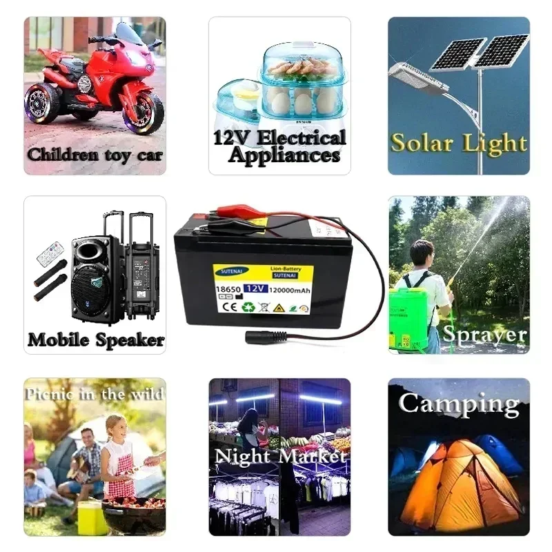 Penyemprot baru 12V 120AH paket baterai Lithium 18650 baterai litium 30A BMS arus tinggi bawaan untuk baterai kendaraan listrik 12.6V pengisi daya