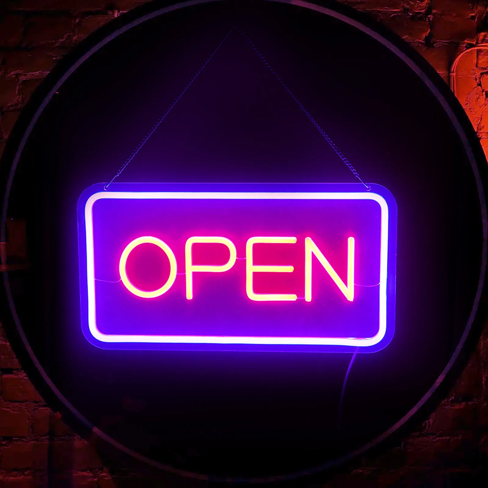 1Set LED Open Sign Bright Illuminated Business Storefront Door Sign Wall Mounted Or Window Hung Easy Install with Chain Dimmer