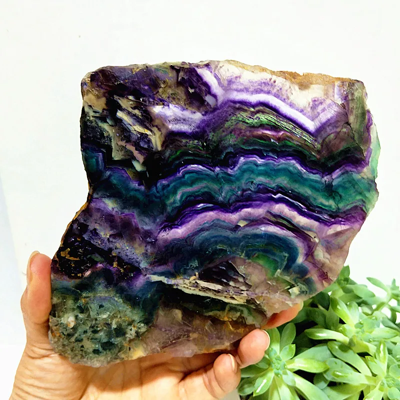 

Natural Stone Colorful Fluorite Tablet Meditation Chakra Spiritual Healing Energy Feng Shui Crystal Room Ornament