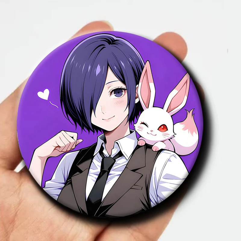 Cartoon Character Touka Kirishima Button Pin Anime Touka Kirishima Brooch Creative Badge for Backpack