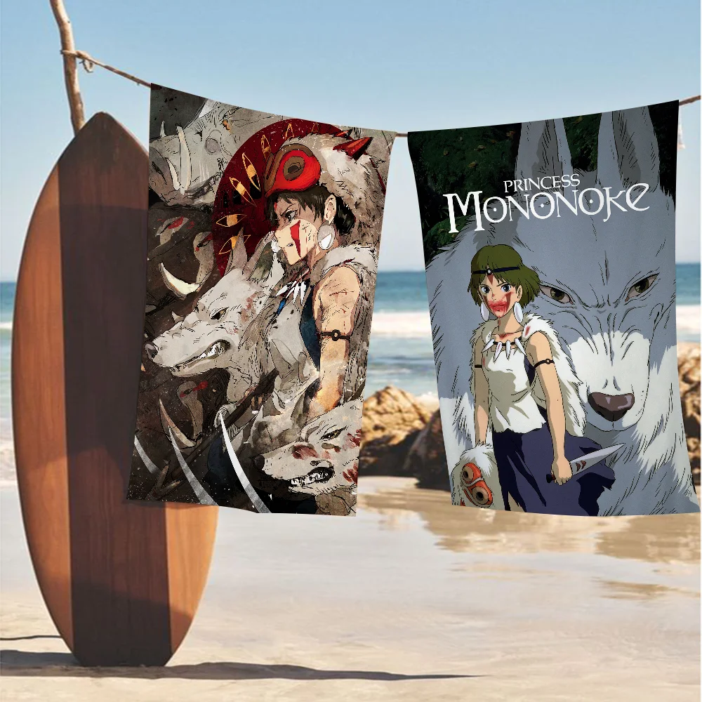 Mononoke Anime Princess Microfiber Printed Beach Towel Mountain Climbing Yoga Beach Swimming Running Absorbent Soft Towel