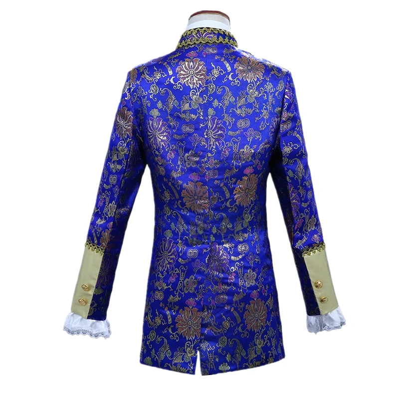 European Double-breasted Vintage Dress Men\'s Suit Three-piece Suit, Blue,Red, Purple Men Sets, Opera, Stage Performance Costumes