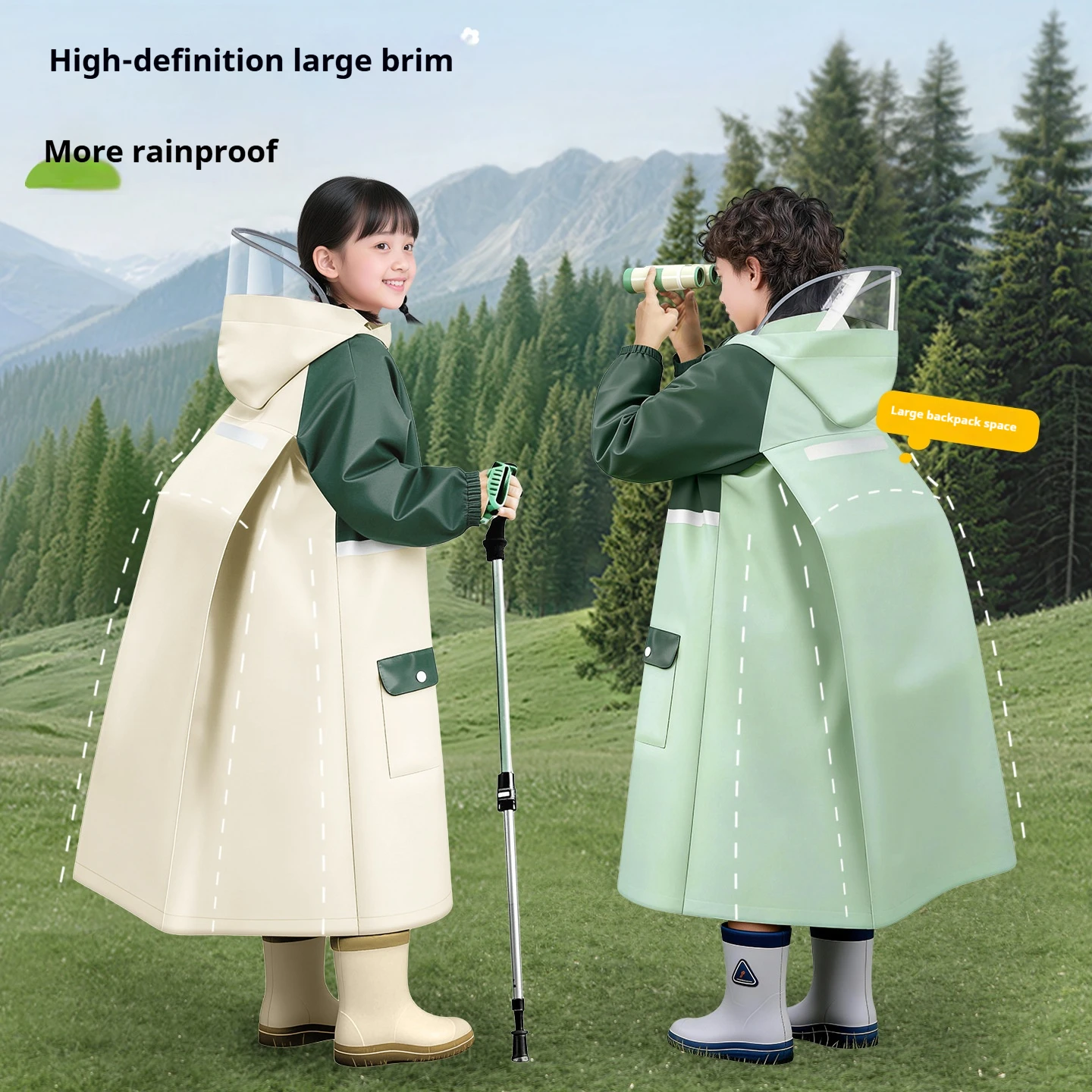 Raincoat for primary school students Thickened and lengthened rainstorm proof waterproof riding poncho for boys and girls