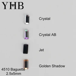 YHB 288Pcs Glitter Diamond Crystal  Strass Flatback Hotfix Baguette Shape Rhinestones For Shoes Bags Phones Fabric Nail art