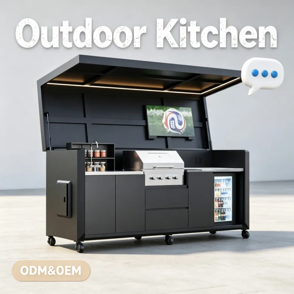 Outdoor Mobile Kitchen Courtyard Integrated Foldable Kitchen Aluminum Alloy Integrated Cooking Console