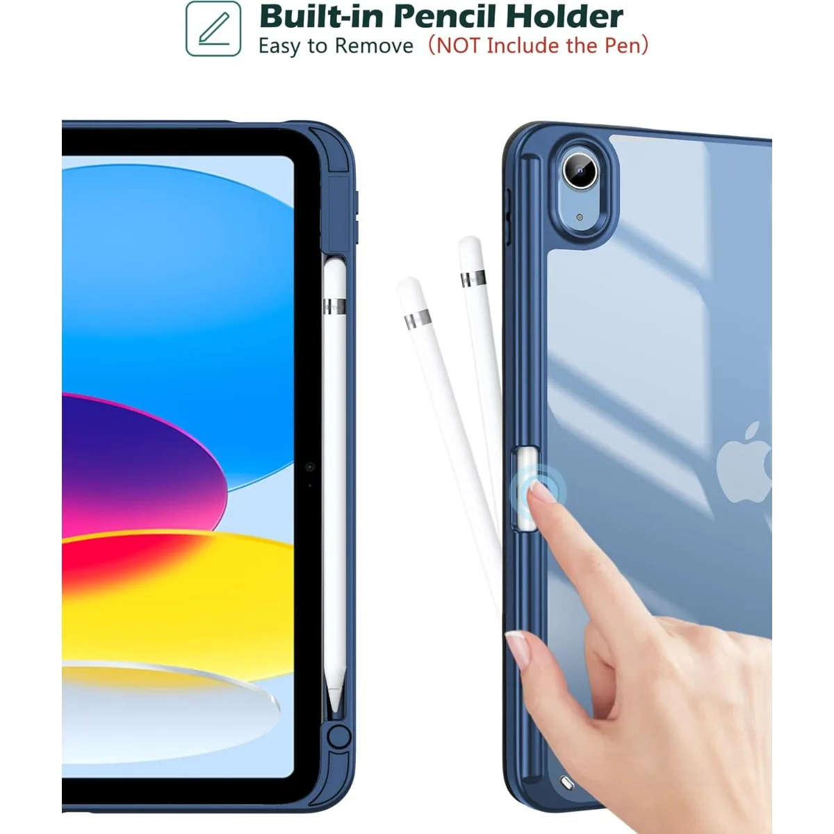 

Для iPad (A1616) 11-го поколения, 11 дюймов, 2025/10, 10,9 дюймов, 2022 г., чехол с держателем для карандашей, гибридный чехол для iPad 11 10 с прозрачной задней панелью