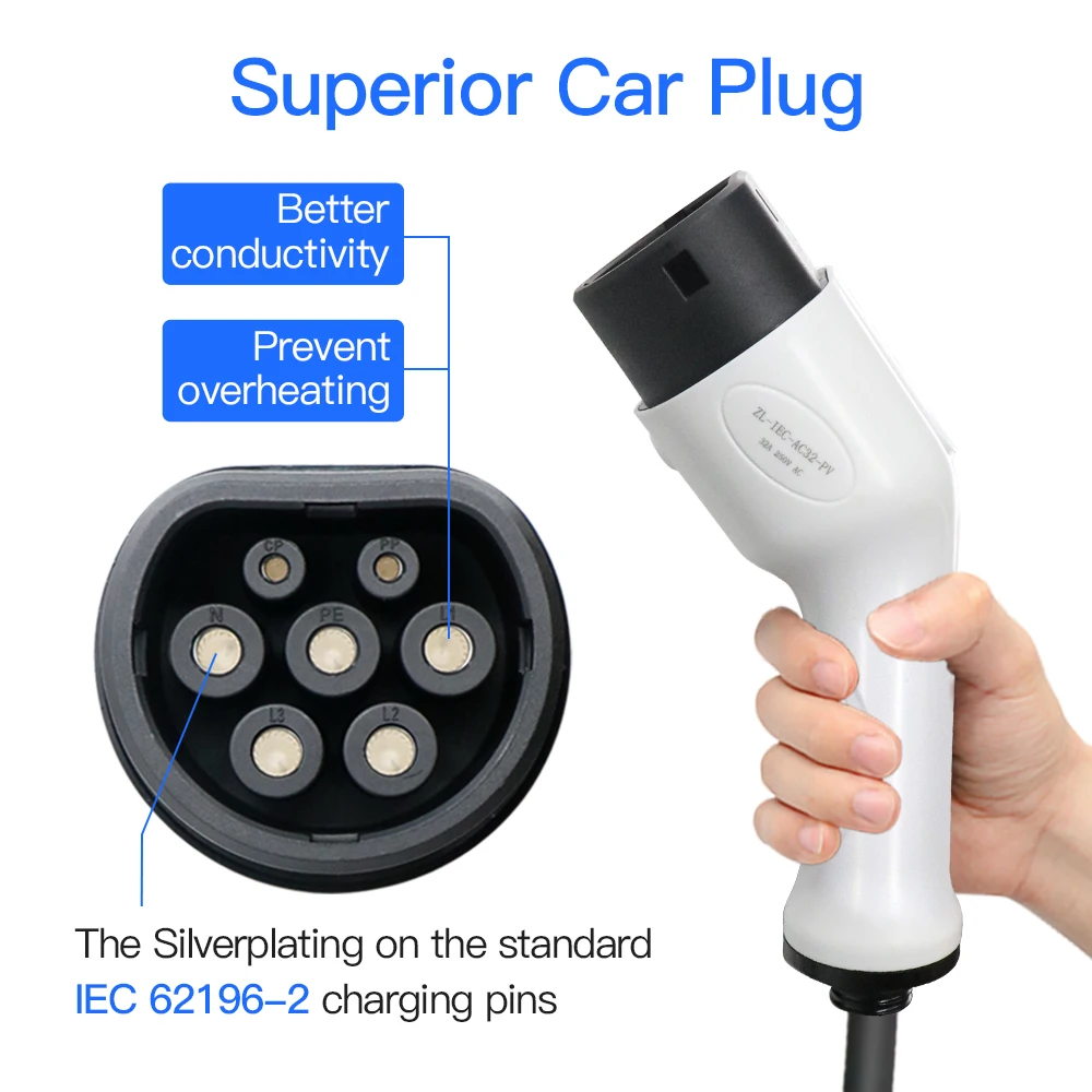 3.5 متر Type2 ذكر إلى Type2 famale المحمولة EV شحن تمديد كابل 3.6 7.2 11 22KW 1p 3p شاحن سيارة كهربائية للمحطة العامة #2