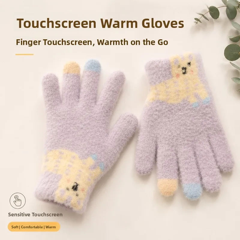 Thickened Fleece Touchscreen Knitted Gloves Winter Warm Riding Gloves Fingerless Gloves Women New 2026 JIFANPAUL Brand