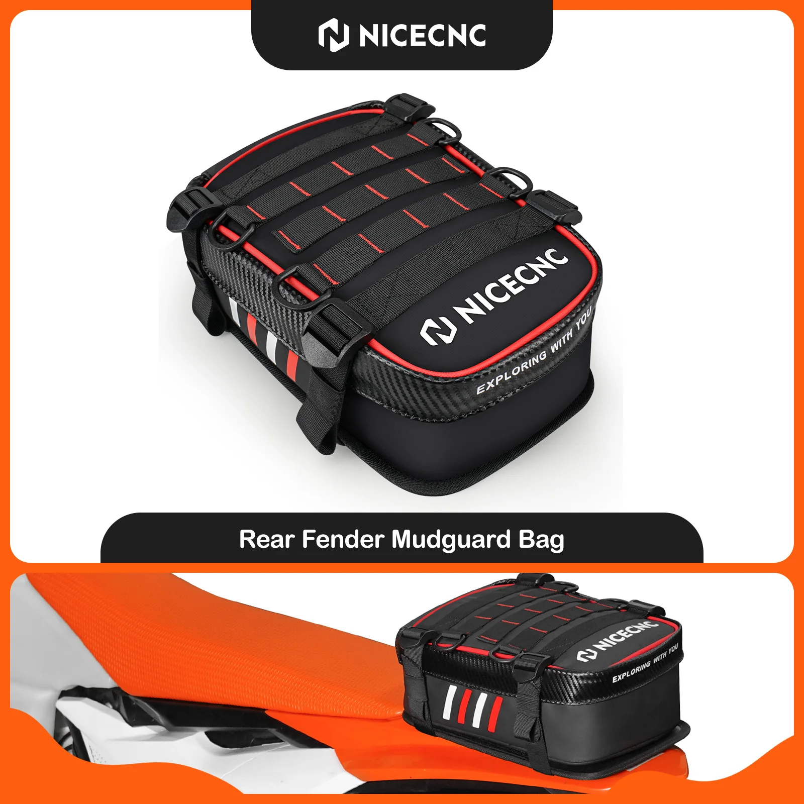 NICECNC Motorrad-Heckfahnen-Tasche für KTM 300 EXC 1290 Super Adventure 390 Duke Yamaha Tenere 700 Zubehör Schutzblech-Pack