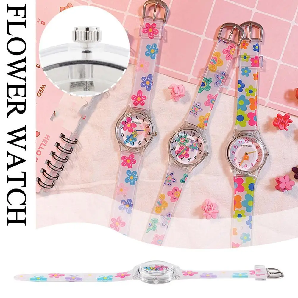 Reloj de Flores de Color para niña, estudiantes de secundaria, moda coreana, lindo reloj de gelatina para niños, reloj de gelatina de caramelo para niñas, T3L5