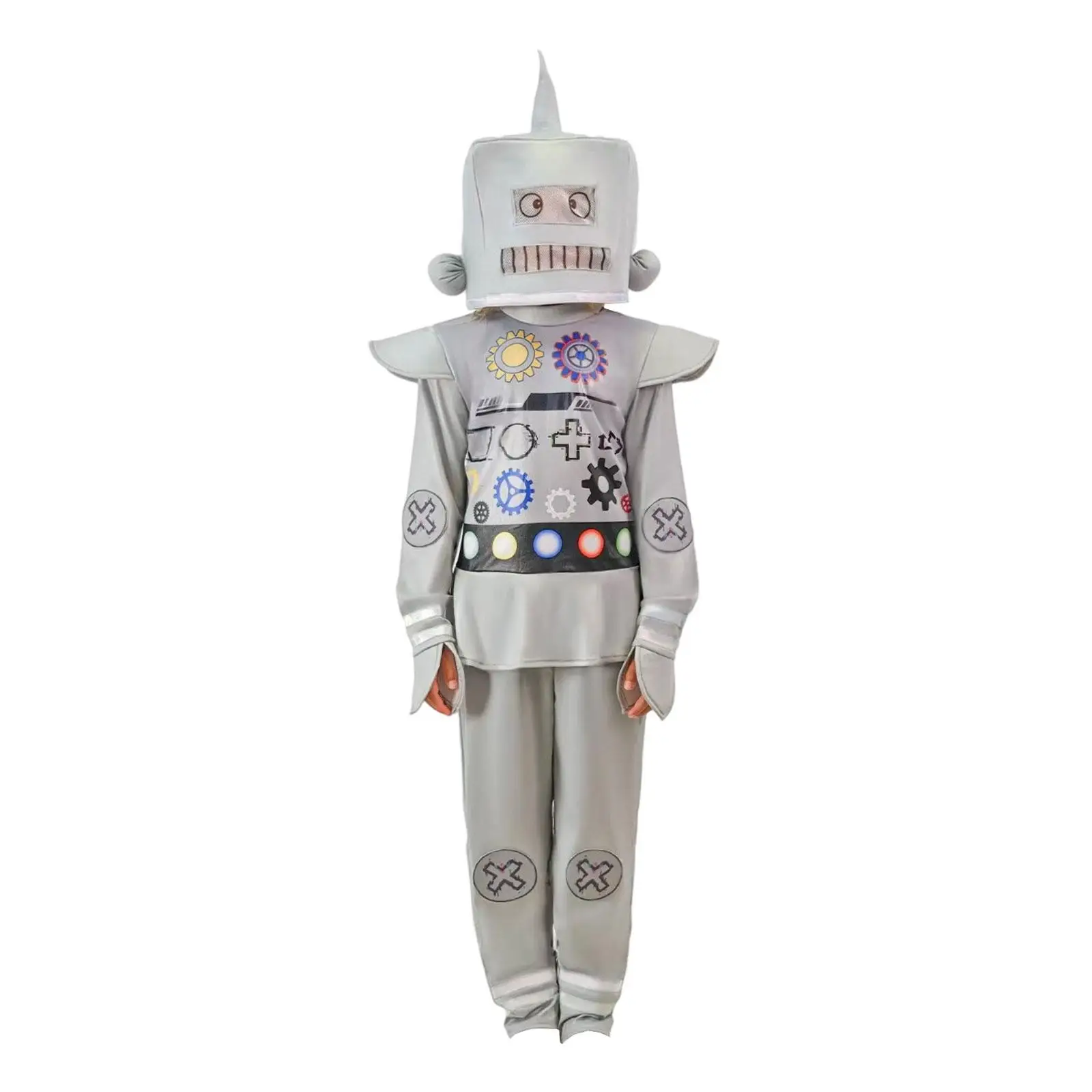 Robot Costume Children’s Fancy Dress Up Polyester Halloween Party Carnival Outfit for Stage Show Performance
