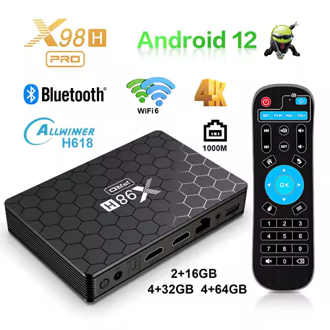X98H PRO Android12 Smart TV BOX AllwinnerH618 Dual Wifi6 BT5.0 4K Input 1000M LAN Support Netflix chromecast Stream Media Player