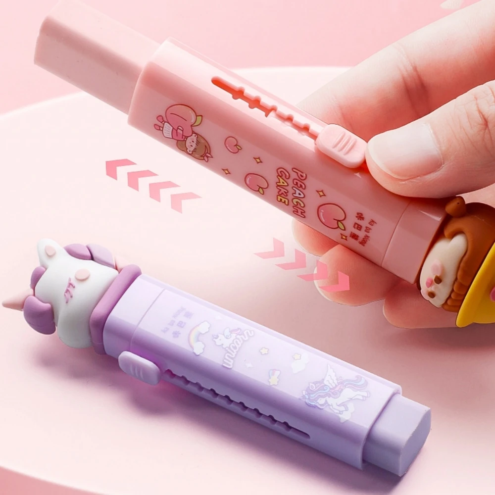 1pc Kawaii Push-pull Design Cartoon dolls Portable Rubber Eraser Cute Erasers for School Office Supplies Japanese Stationery