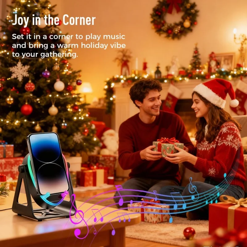 مكبر صوت بلوتوث لاسلكي 5 في 1، حامل قابل للتعديل، 2026 ترقية دوران 360 درجة متوافق مع جميع الهواتف، Un #6