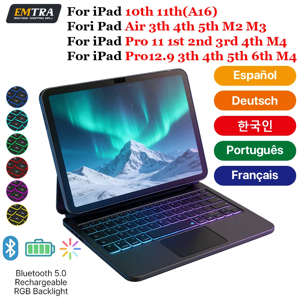 

for iPad Pro 11 12.9 4th Gen Magic Keyboard with Backlit Touch Control Bluetooth Air 10th Generation 11th Magnetic Smart Cover