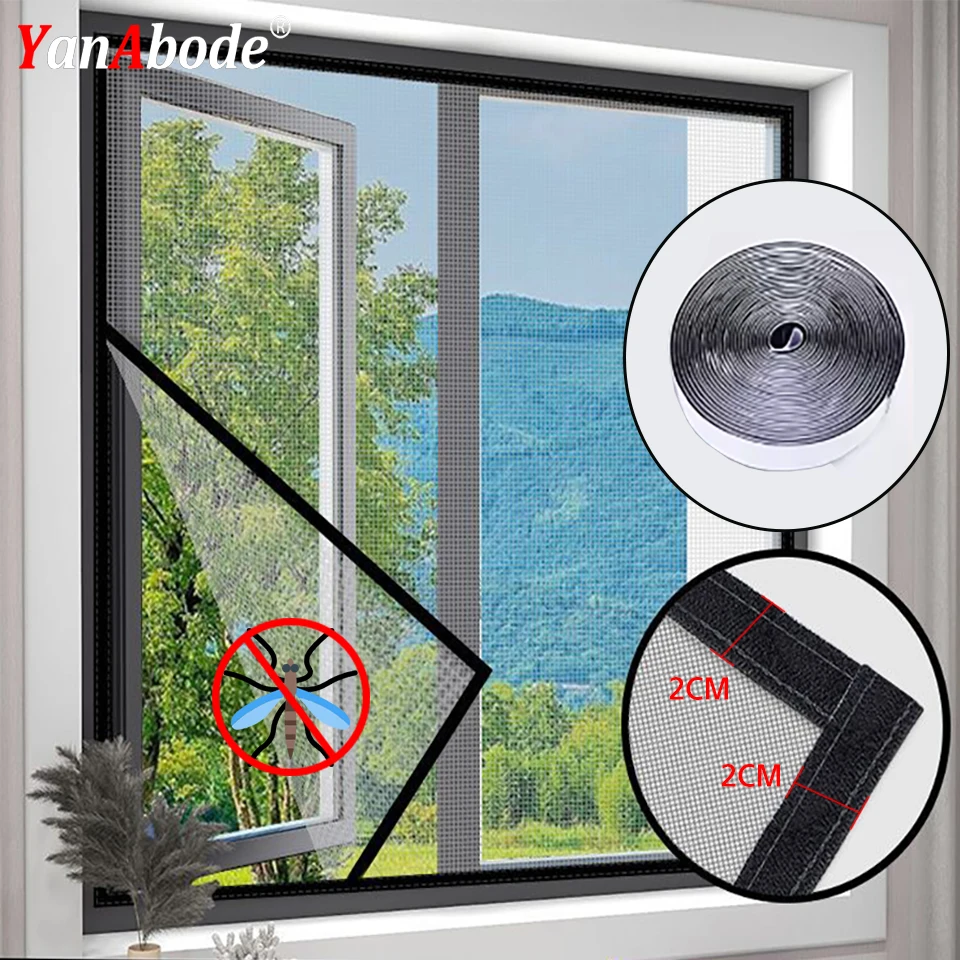 Black Customized Size Mosquito Net Invisible Screen Window For Easy Installation and Removal Glass Fiber Mesh Anti Mosquito Fly