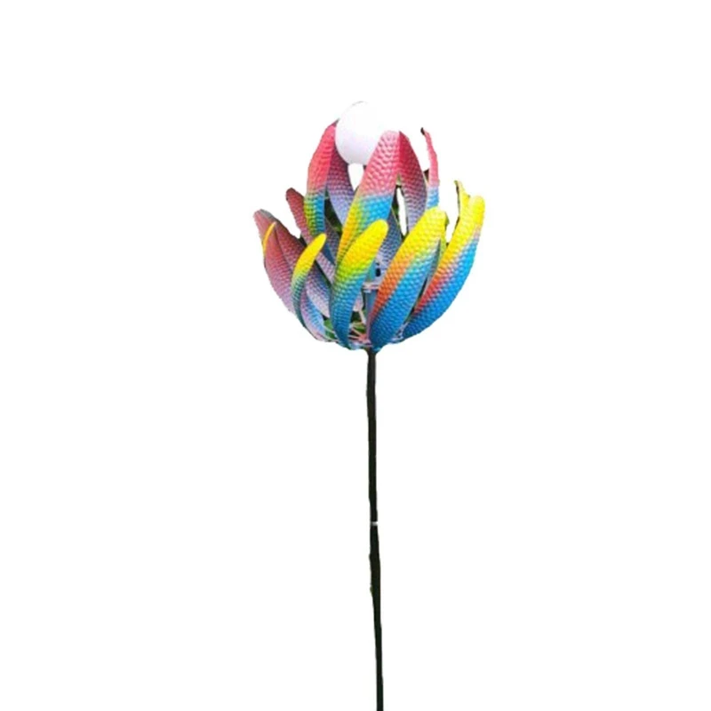 Giradores de vento de jardim - Estacas de metal decorativas com estacas de jardim e luz movida a vento - Decoração de quintal durável e fácil de usar